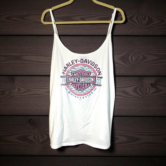 Harley Davidson Motorcycles white tank top - Picture 3 of 6
